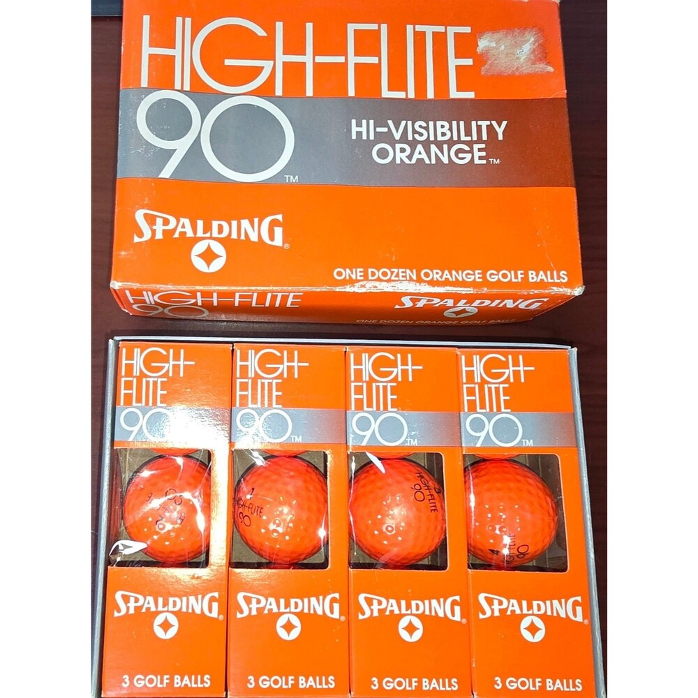 Rare 1970s Spalding High-Flite 90 Hi-Vis Orange Golf Balls Dozen NOS USA